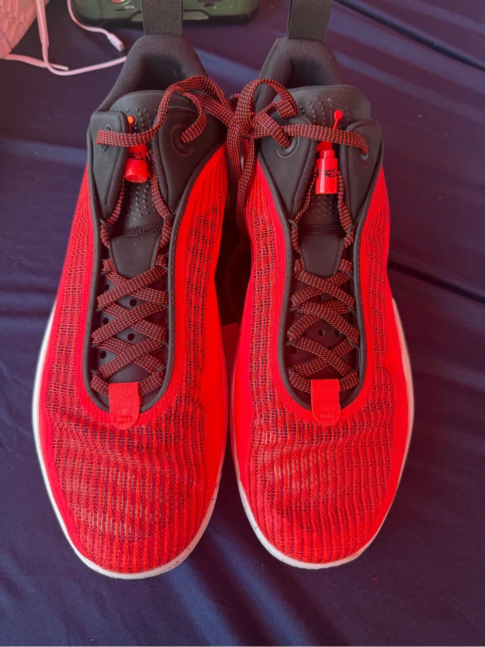 Nike Women's Bright Red Knit Low-Top Sneakers with Black Accents